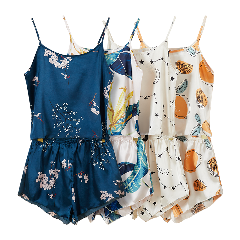 Wholesale Designer Nighty Sexy Lingerie Satin Silk Camisole Pj Pyjamas Pajamas Women&#39;s Sleepwear For Woman Set 