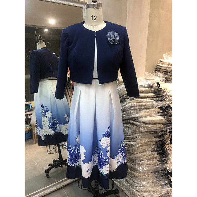 Modern Polyester Spandex Woven Brocade Crystal Church Dresses Plus Size O-neck Casual Women Occasional Dress 