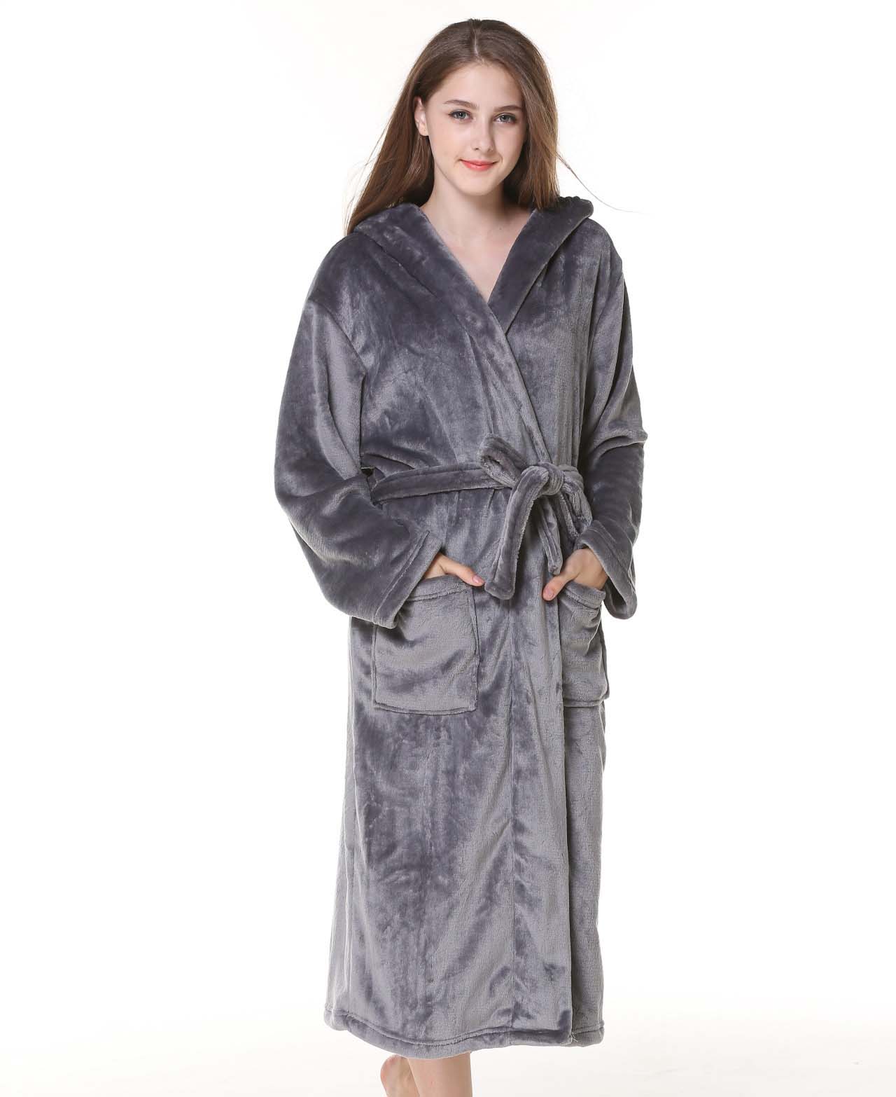 Super King Queen Size Hooded Bathrobe Fleece Lady Night Dress Cotton Hotel Bathrobe 