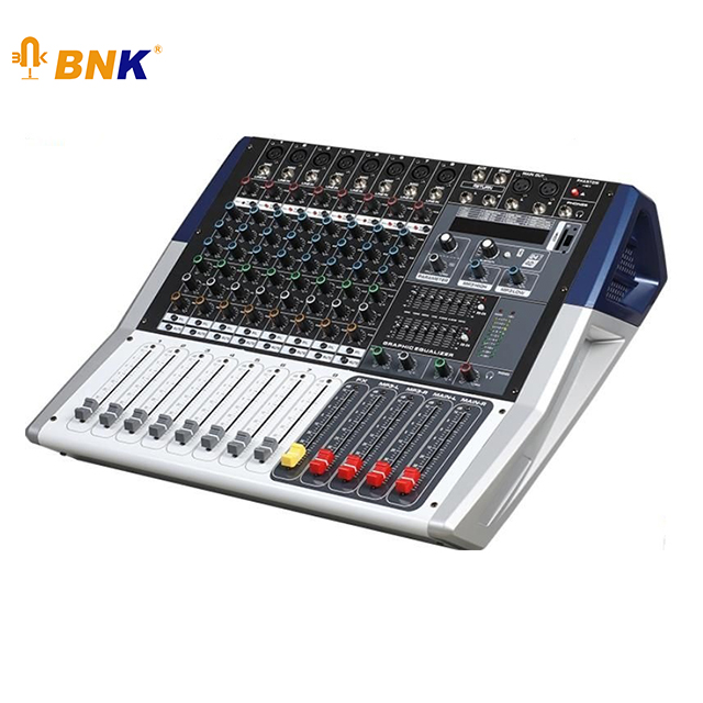 Bnk Professional 8 Channel Power Mixer Amplifier And Speakers Dj Controller/audio Console Mixer 