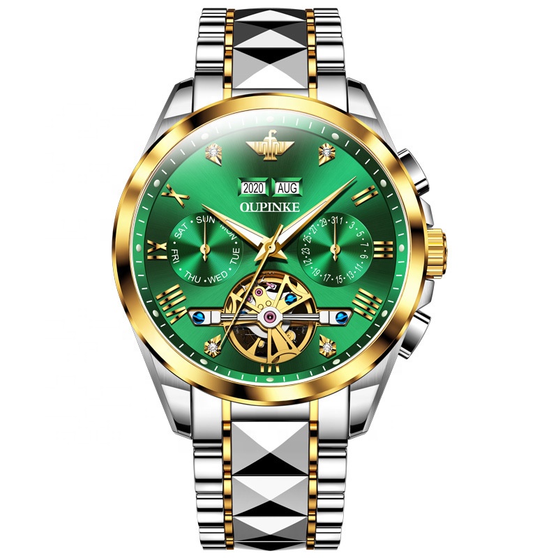 Wholesale Luxury Design Hot Brand Oupinke 3186 Stainless Steel Strap Men Fashion Hollowed Out Automatic Mechanical Wrist Watches 