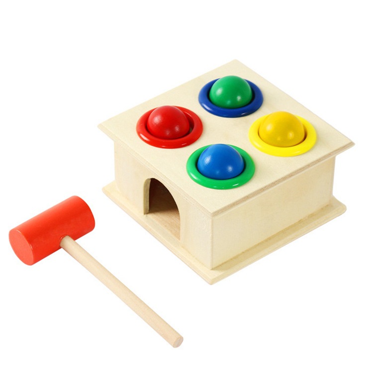 Tailai Montessori Wooden Hammering Ball Game Knocks Toys For Children Early Learning Hammer Game Kids Educational Baby 