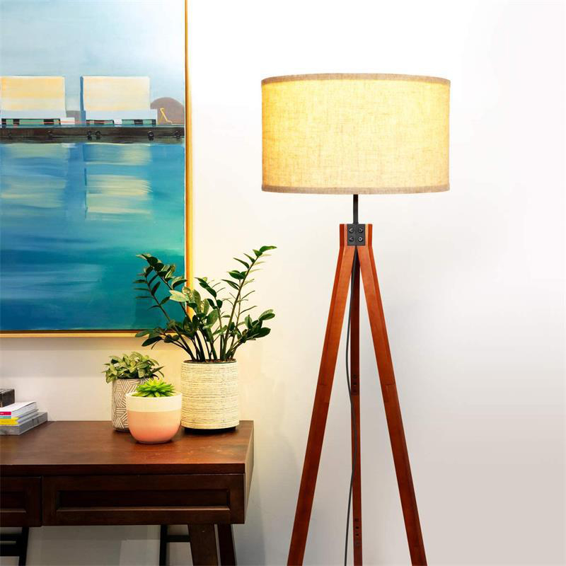 Factory Price Modern Led Standing Lamps With Switch Indoor Light Wood Tripod Floor Lamp For Bedroom Study Room Home Decor 