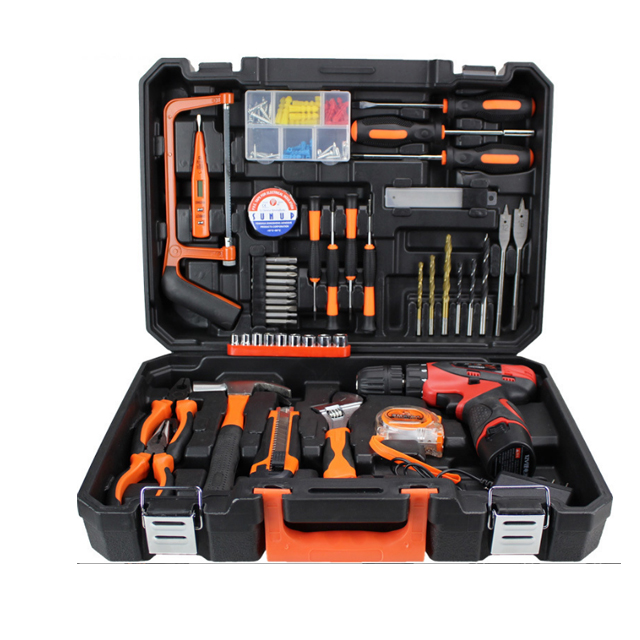 47pcs Hand Drill Tool Set Household Lithium Drill Tool Box 12v Charging Cordless Drill Power Tools Combo Kit 