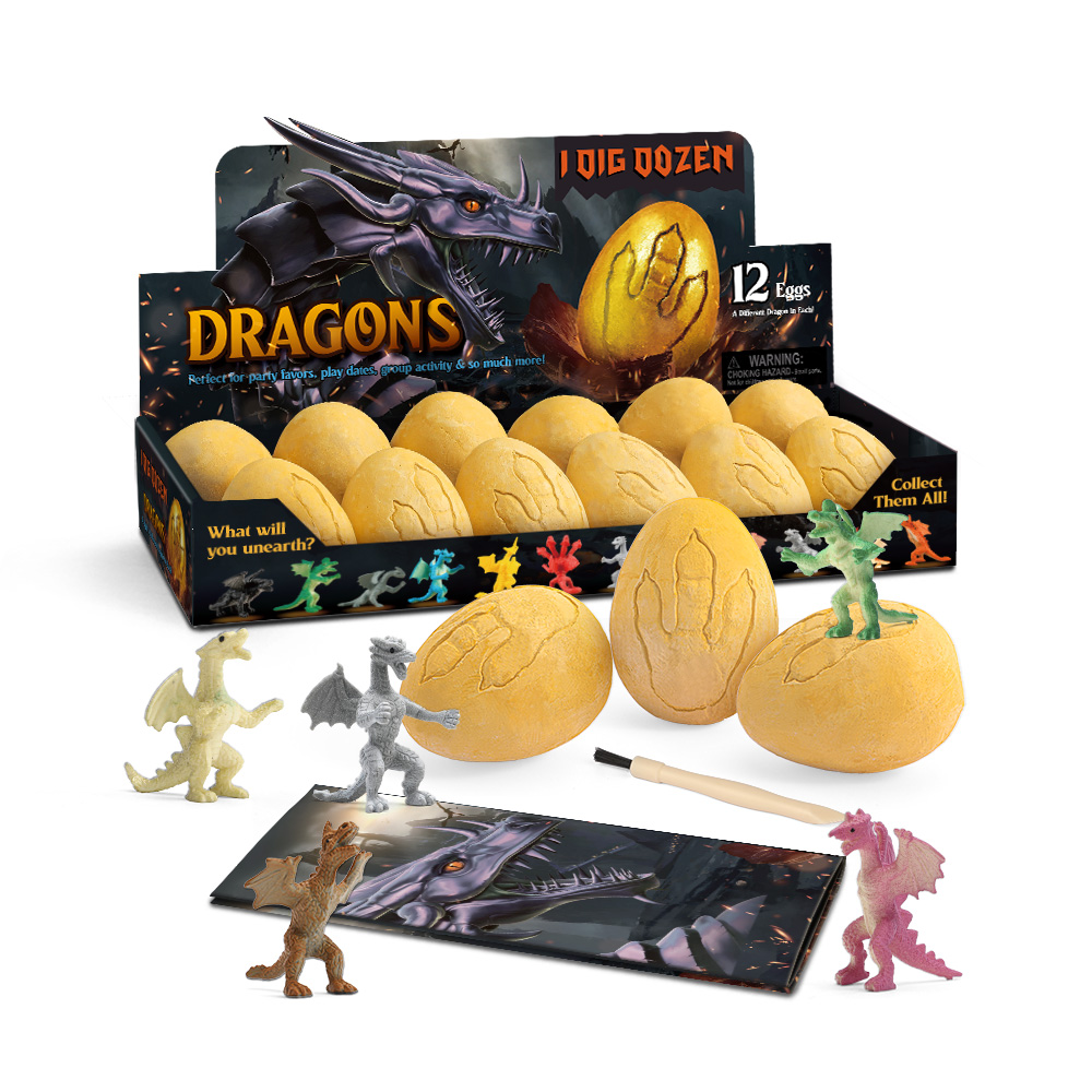 Cpc Certificate 12 Dragons Resin Collect Educational Excavation Kit Golden Dragon Egg Dig Toy 