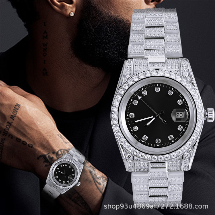 2022 New Style Hip Hop Stainless Steel Full Zircon Iced Out Watch For Men Jewelry 