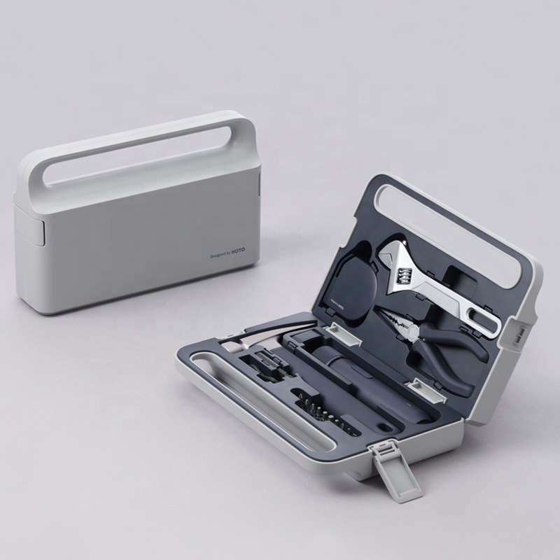 Hoto Professional Original Design Power Tools 15 Pcs Emergency Repairing Hand Combo Kits Set Repair Tool Kit Tool Grey Sets Box 