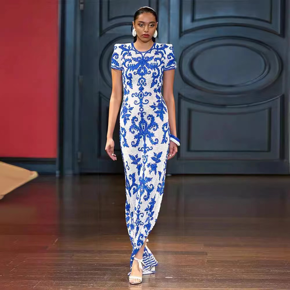 NS New Summer Women's Clothing High Waist Hollow Out Sleeveless Irregular Swing Dress