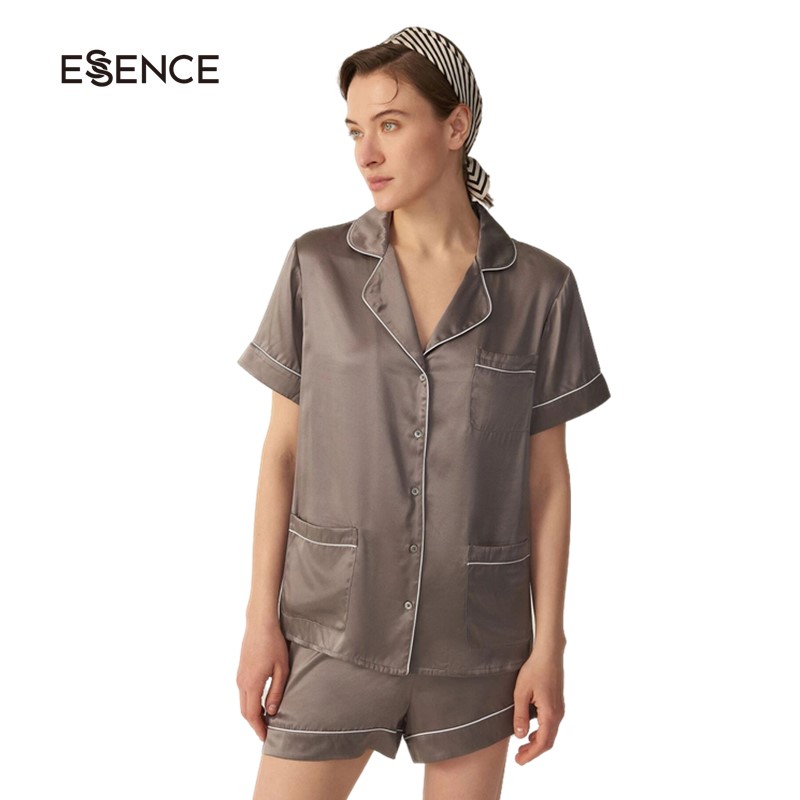 Custom Logo Silk Pajamas Sets Winter Pure Silk Pyjamas Set Women 