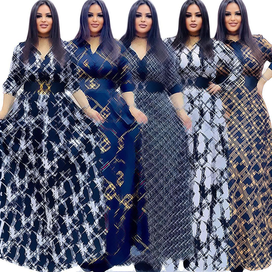 Haine Femei Fashion Digital Print Dress For Women Long Sleeve Loose Casual Plus Size Sexy Big Swing Dress Rochii Elegante 