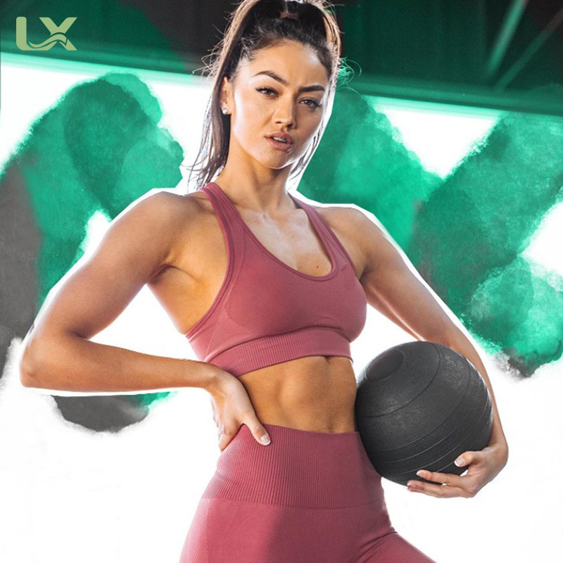 Lexiutex Women Gym Wear Seamless Squat Proof Leggings Ribbed Yoga Set Casual Sportswear 2 Piece Work Out Clothing Women 