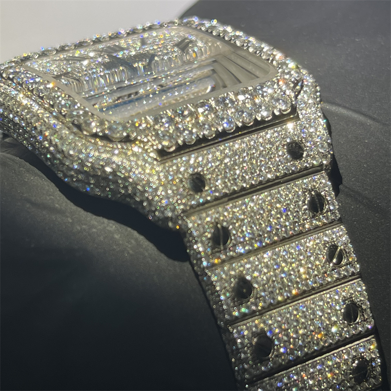 Moissanite Watch Diamond Top Brand Luxury Bling Hip Hop Watch Pass Diamond Tester Full Iced Out Diamond Moissanite Watch 