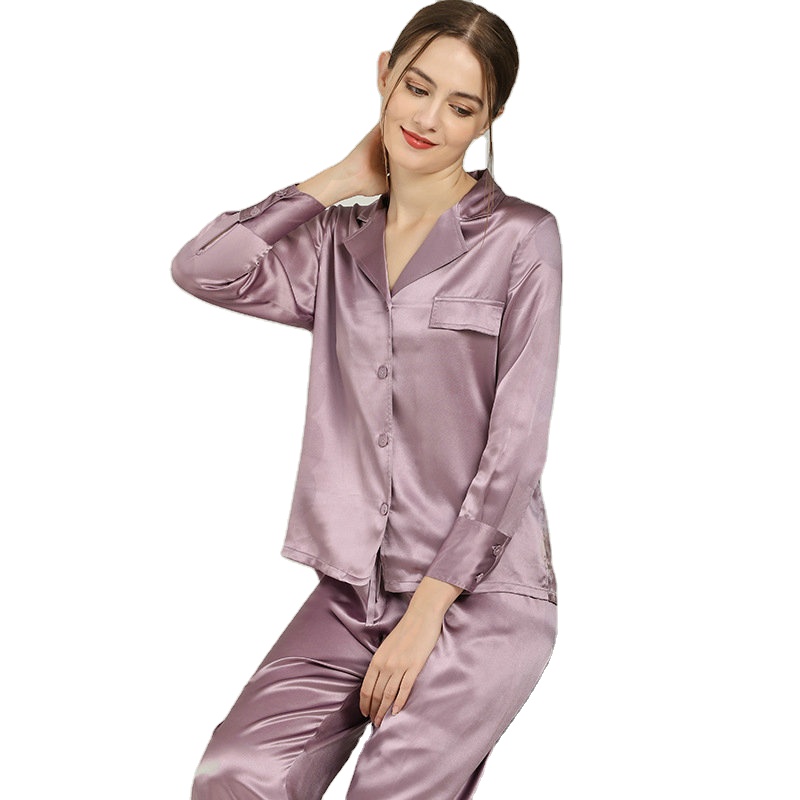 Wholesale Spring Fashion Trend Long Sleeve 100% Silk Pajamas Women 