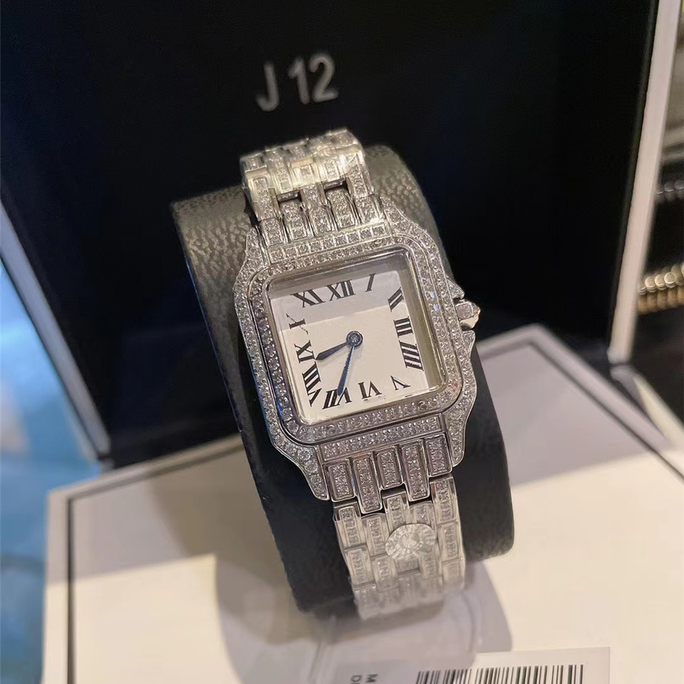 2022 Hot Sale Diamond Inlay Ladies Stainless Steel Back Quartz Watches Luxury Gifts For Women 