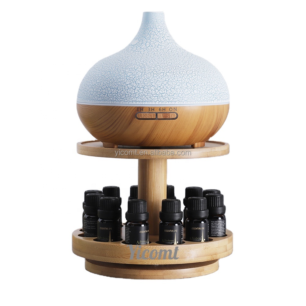 Home Appliance Rotating 3 Tier Holder Wooden Display Rack Essential Oil Shelf Display Rack Aroma Diffuser 
