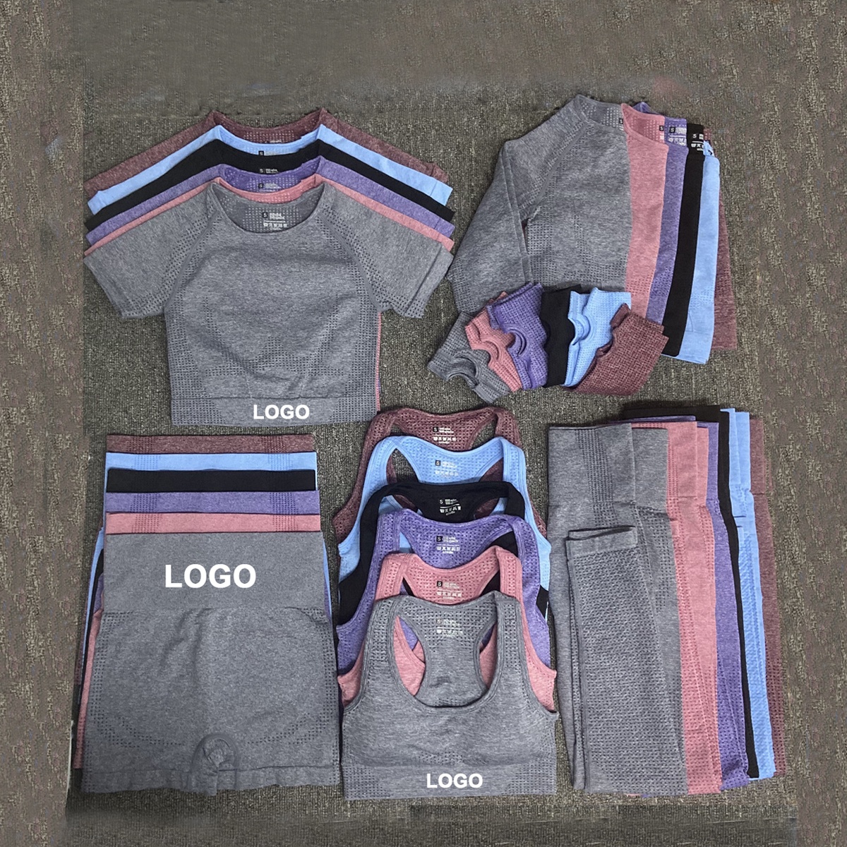 Wholesale Fitness Yoga Wear 5pcs Seamless Workout Women Gym Sets Sports Bra Running Sportswear 