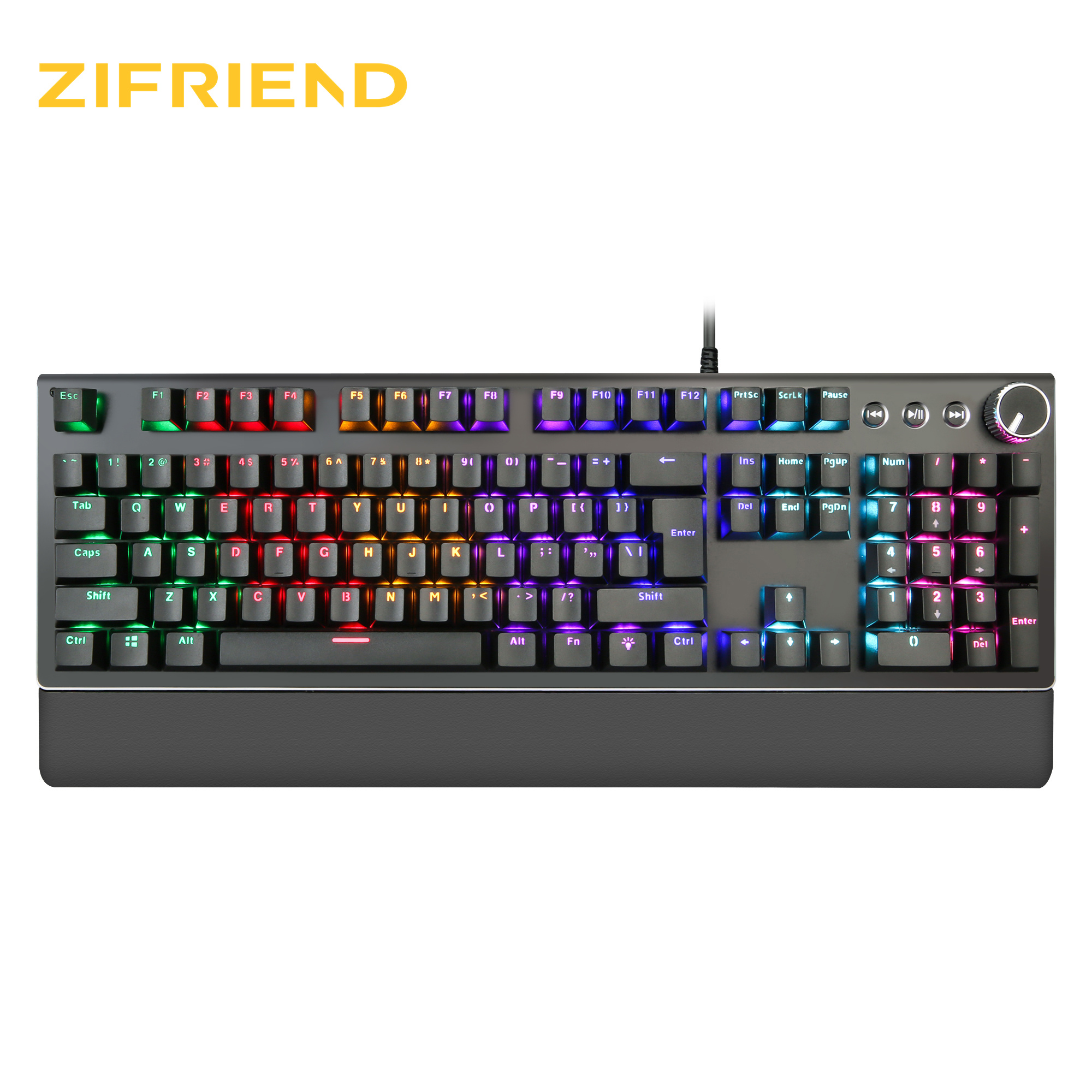 Zf Best Selling Cool Design Computer Accessories Full Keys Anti-ghosting Aluminum Mechanical Gaming Keyboard 