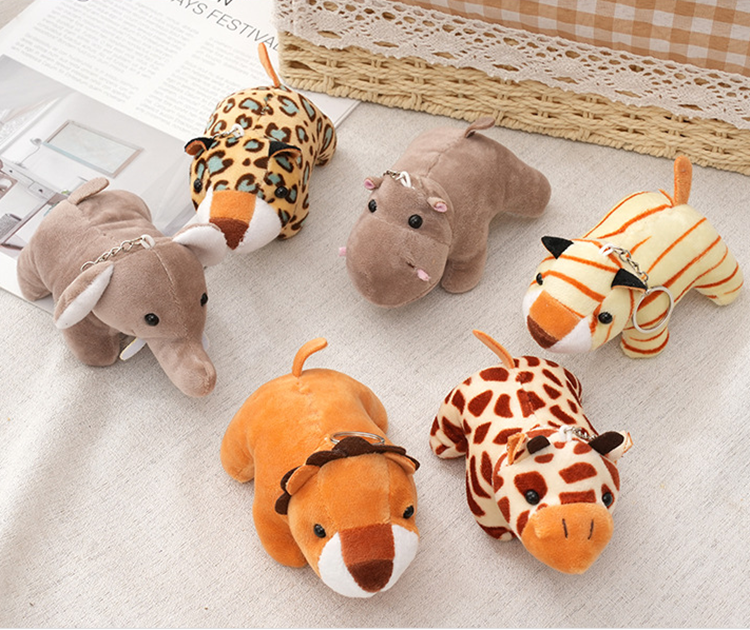 Mini Monkey Tiger Giraffe Lion Elephant Stuffed Forest Animal Toys Cute Plush Toy Keychain/stuffed Animal Keychain 