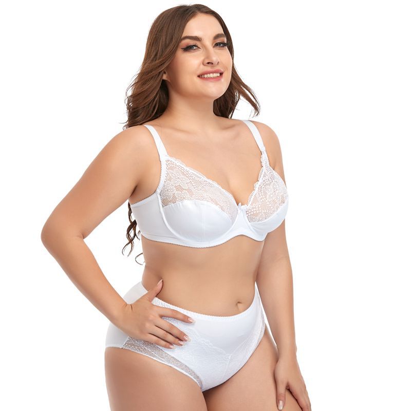 Bs-3 Plus Size Bra And Panty Sets With Fixed Shoulders With Underwire Traditional Women&#39;s Underwear 