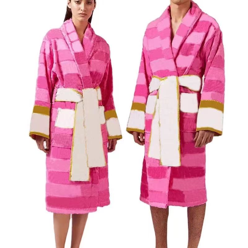 Luxury Cotton Baroque Jacquard Printed Bathrobes Solid Breathable Men Women Unisex Night Robes For Women Or Men 
