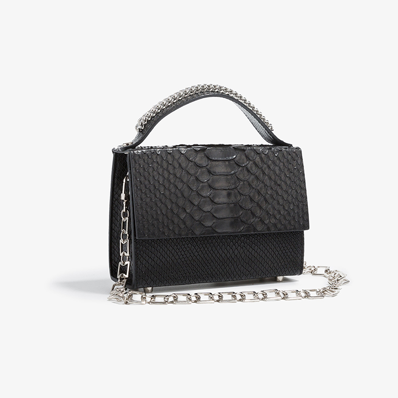 Genuine Leather Serpentine Handbag For Women Shoulder Snake Skin Crossbody Ladies Messenger Bag With Chian 