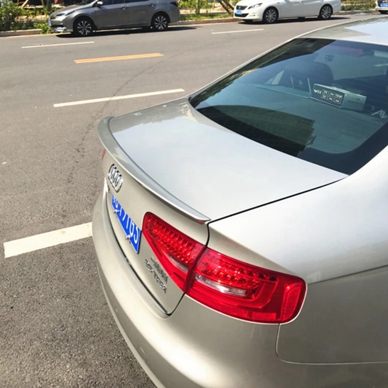 For Audi A4 B8 B8.5 4 Door Sedan 2009-2016 S4 Style Abs Rear Wing Roof Rear Box Decorated Spoiler Gloss Black Carbon Fiber Look 
