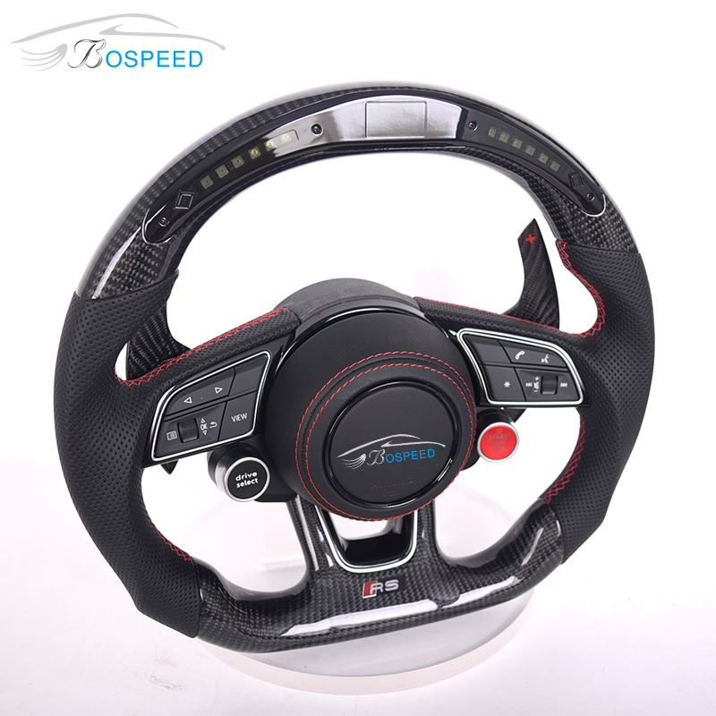 Carbon Fiber Leather Alcantar-a Led For Audi A7 A3 8p A4 B8 A5 B8 A6 C7 A8 B9 Q5 Q7 Sq8 Car Steering Wheel 