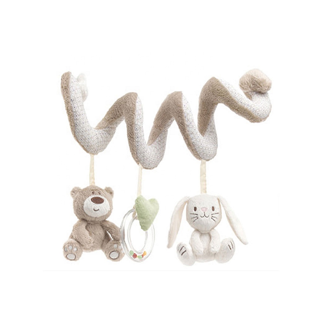 Soft Funny Baby Rattle Plush Animal Spiral Activity Toy For Baby Stroller 