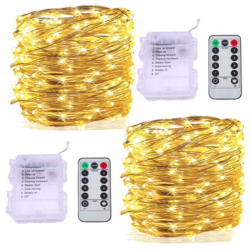 2m 5m 10m Led String Lights Silver Wire Christmas Garlands Festoon Led Fairy Light Christmas Decorations For Home Room Tree 