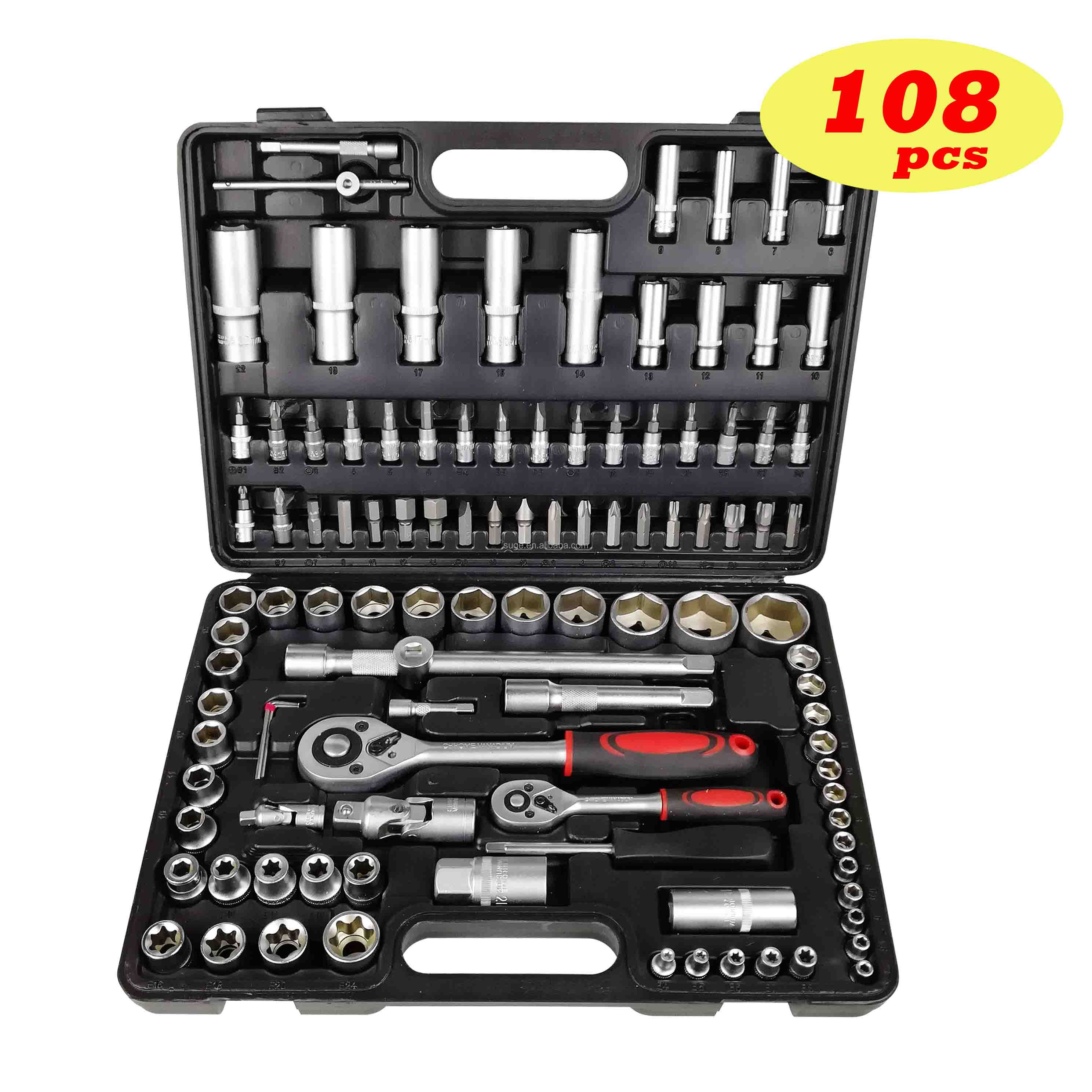 Hexagon 108pcs Deep Socket Wrench Set Spanner Ratcheting Household Car Tools Set Box 