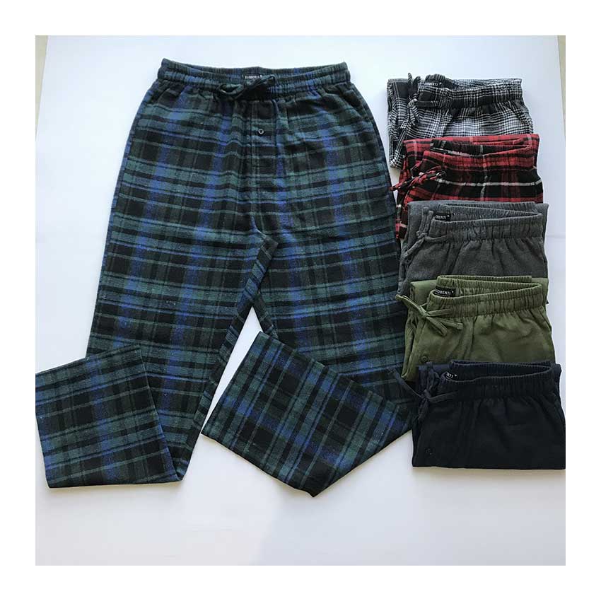 Wholesale Custom Logo Check Pattern Sleepwear Men&#39;s Flannel Pajama Pants Loose Fit 