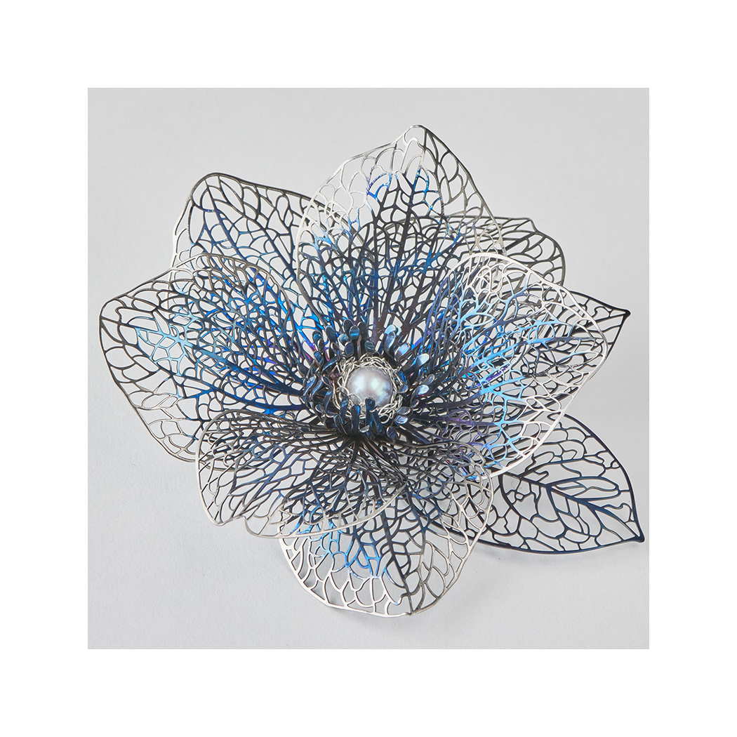 Neodymium Magnet Aurora Blue Dress Woman Flower Stainless Steel Corsage Fashion Jewelry For Sale 