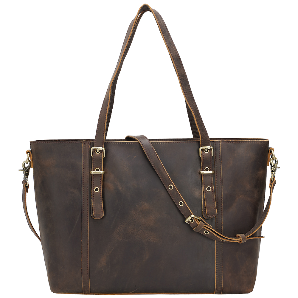Tiding Oem Vintage Style Ladies Genuine Leather Shoulder Bag Women Leather Handbag Tote Bag 