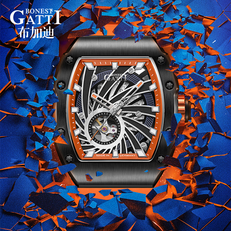 Bonest Gatti Watch Waterproof Stainless Steel Case Fashion Sport Men Automatic Mechanical Watch 