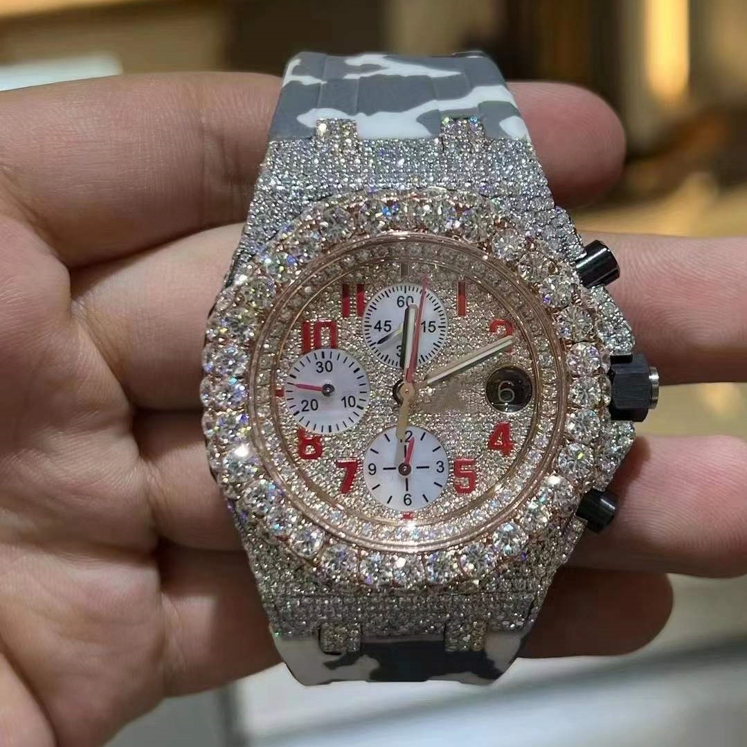 Luxury Branded Iced Out Full Vvs Moissanite Diamond Watches Diamond Wrist Watch For Men 