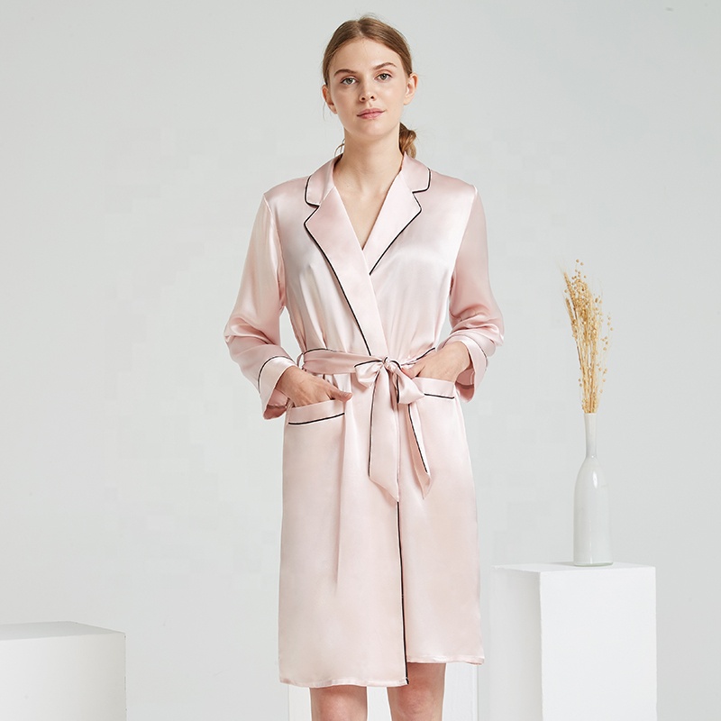 Wholesale Luxury Silk Satin 100% 6a Grade Silk Sleepwear Nightgown Sexy Women's Silk Night Dress Robe Pajamas 