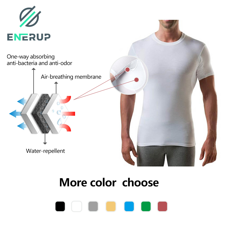 Enerup Wholesale Custom Micro Sweat Proof Armpit Shield Lenzing Modal Sweat Proof Crew Neck Mens Undershirts T Shirt 