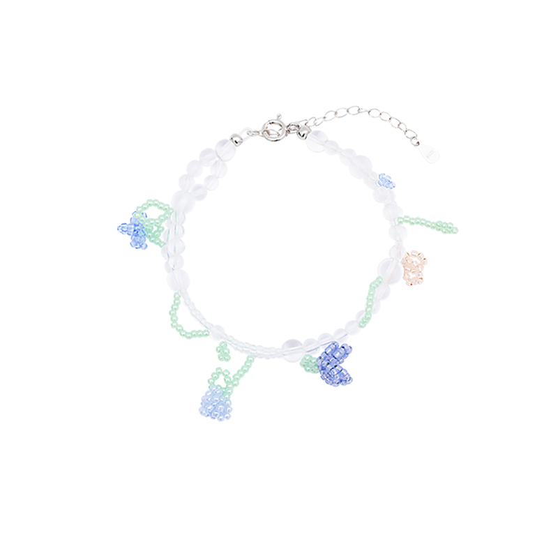 23cm Fine Fashion Jewelry Flower Blossom White Crystal Beading Bracelet 