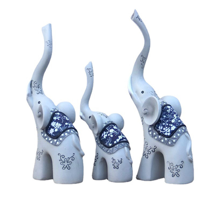 Luxury Retro Home Animal Decorations 3pcs Resin Elephant Statue Modern Sculpture Set For Business Gift 