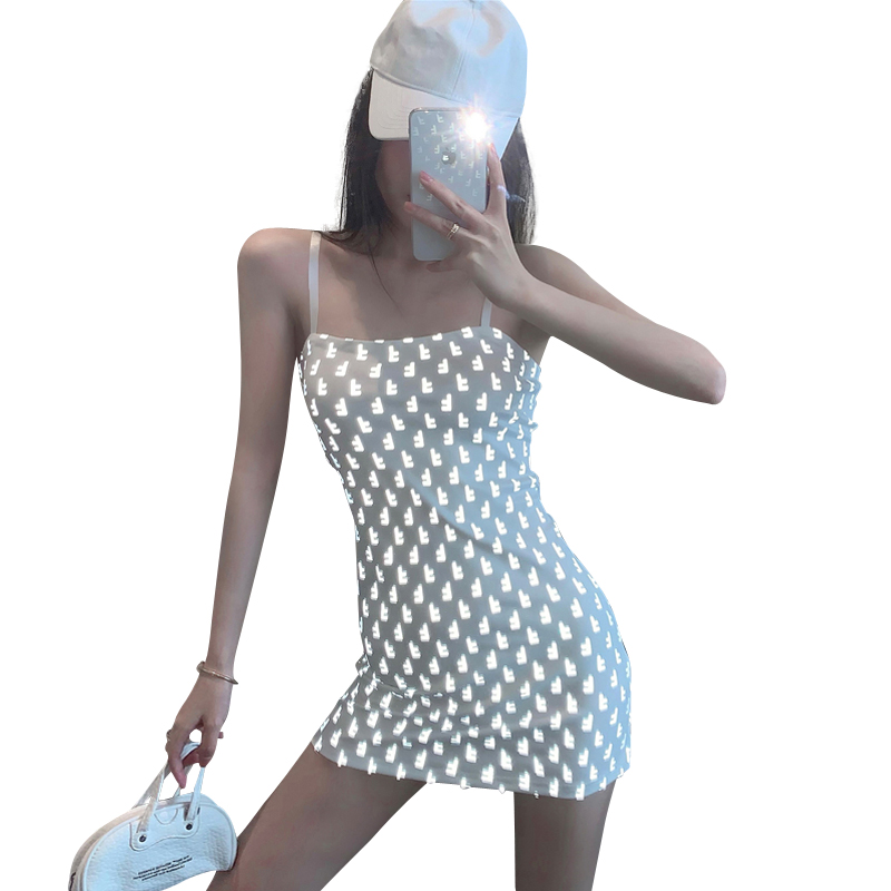 New Women's Reflective Suspender Dress With UV Radiation Fabric Sexy Goddess Style Fried Street Sling