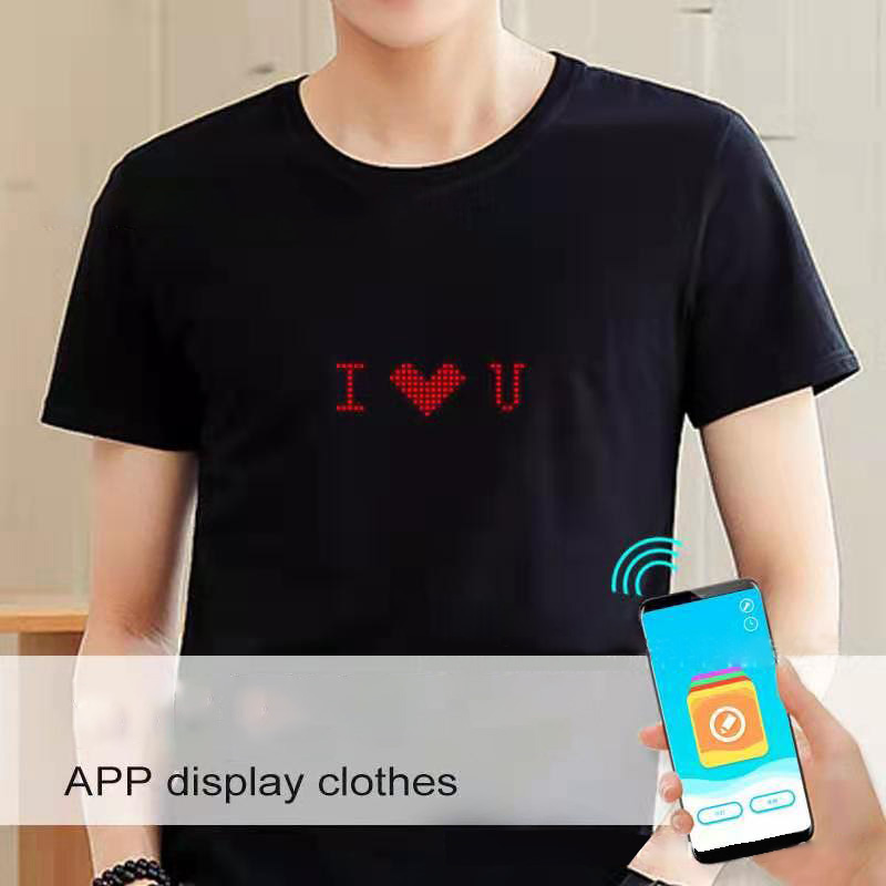 High Quality Custom App Wireless Programmable Led Light Men T- Shirt For Music Party 