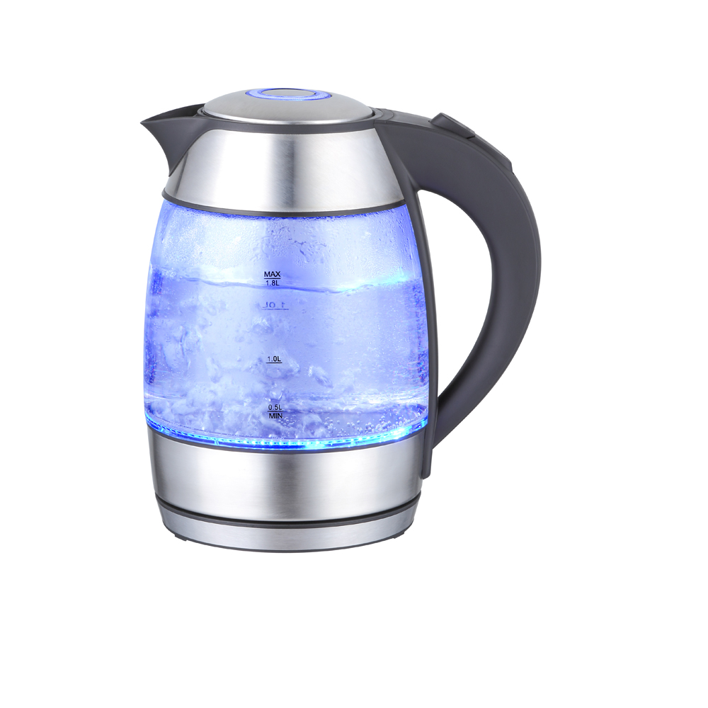 Kt-112 Home Appliance Electric 1.8l Electric Glass Kettle With S.s Decoration 