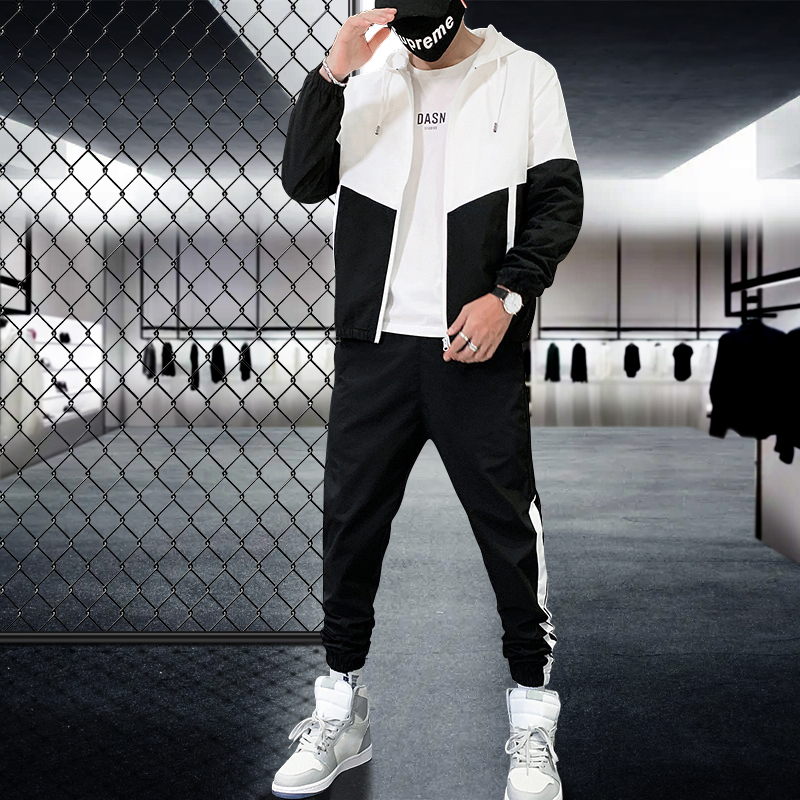 Fashion Sportswear Men&#39;s Custom Logo 2 Pc Zip Tracksuit Sweatsuit Jogger Suit Men Tracksuit Set 