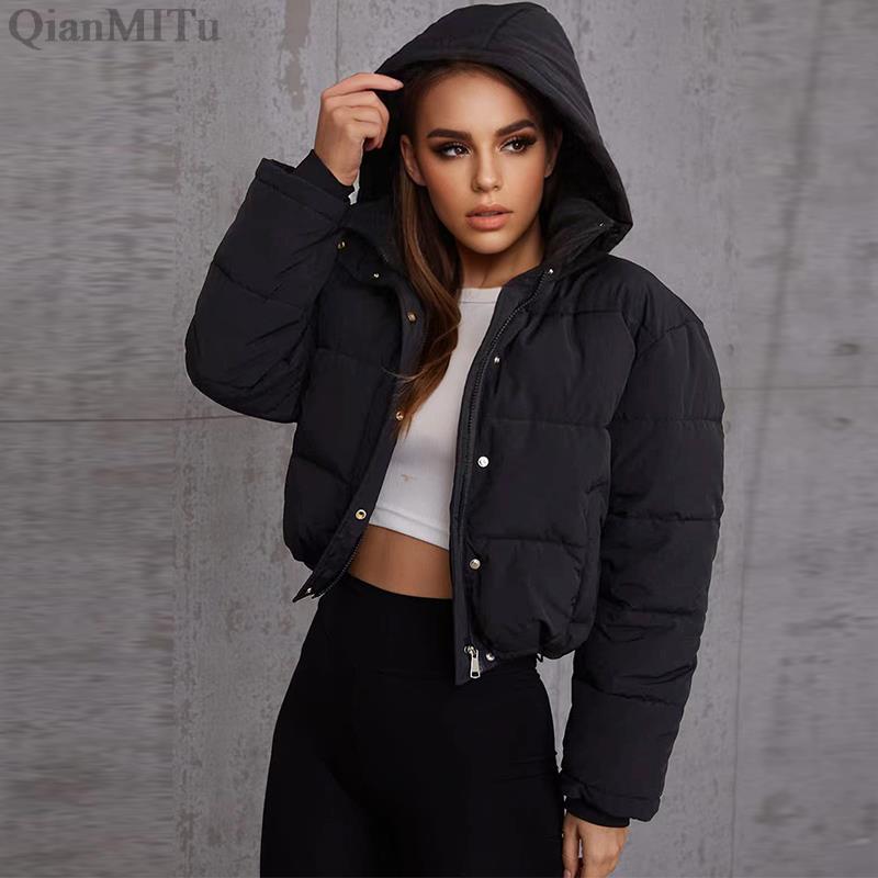 New Fashion Oversize Down Quilted Puffer Hooded Padded Coat Warm Outerwear Jacket For Women 
