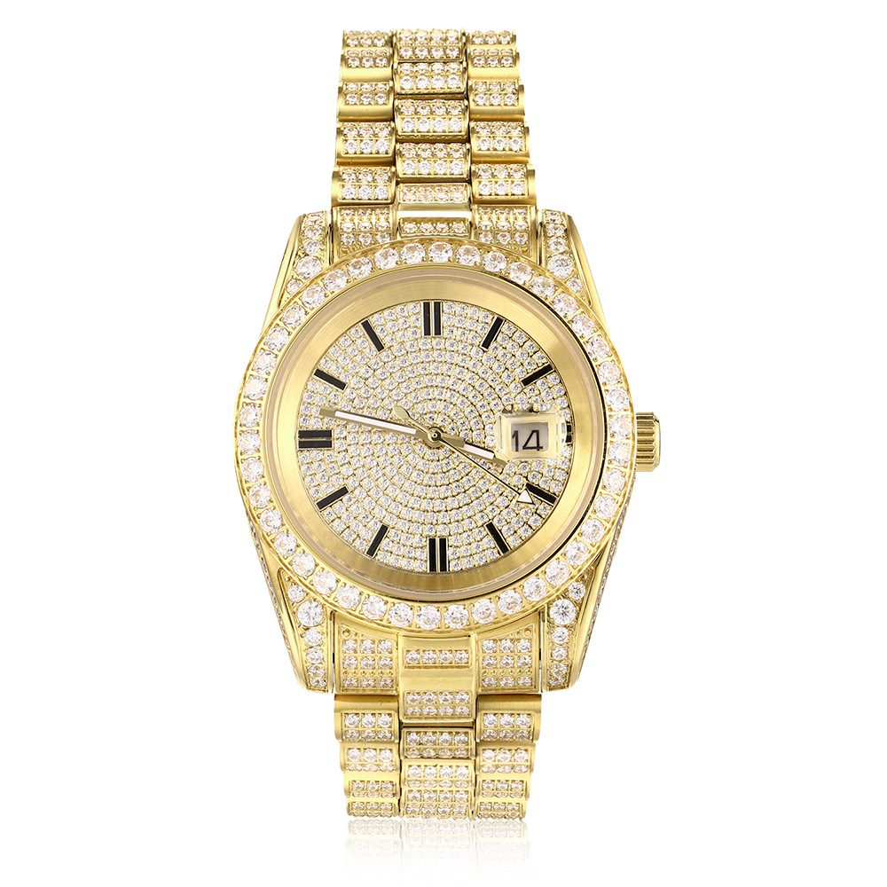 Luxury Iced Out Diamond Mens Watch Stainless Steel Cnc Setting Cz Quartz Watch Hip Hop Watches For Men Women 