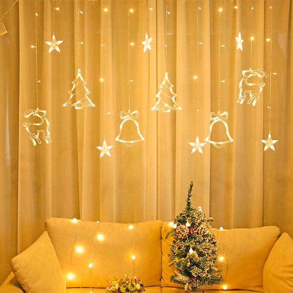 65 cm + 2.70 m LED Warm Light Curtain with Christmas Figures Sports & Entertainment Product