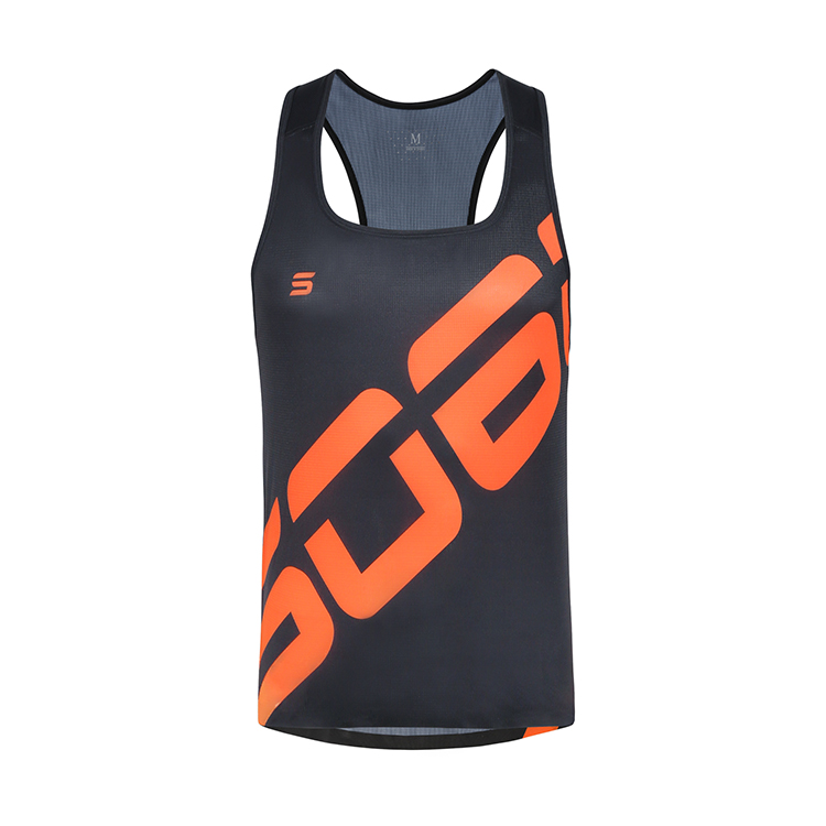 Men&#39;s Breathable Punching Printed Running Singlet Wholesale Fitness Sportswear 