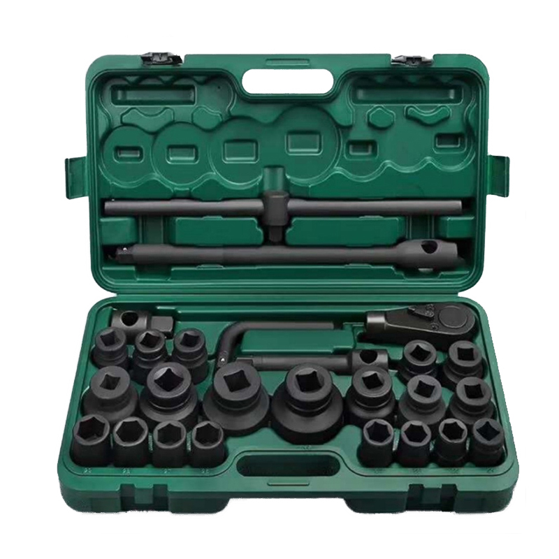 26pcs Heavy Socket Set 3/4&quot; Drive Deep Impact Socket Set With Ratchet Wrench Head And Curved Lever Wrench 