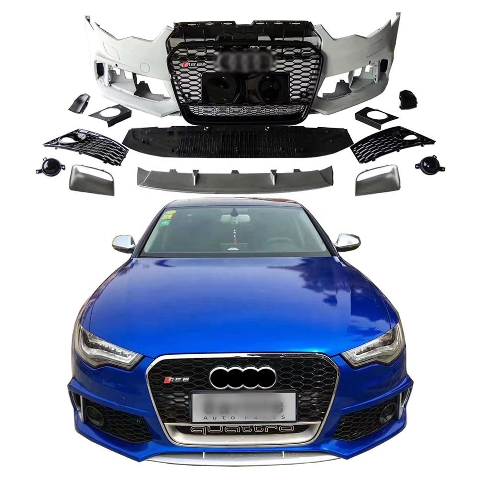 Car Bumpers Auto Body Systems For Audi A6 C7 2012 2013 2014 2015 Upgrade Rs6 Model With Front Bumpers Grilles 