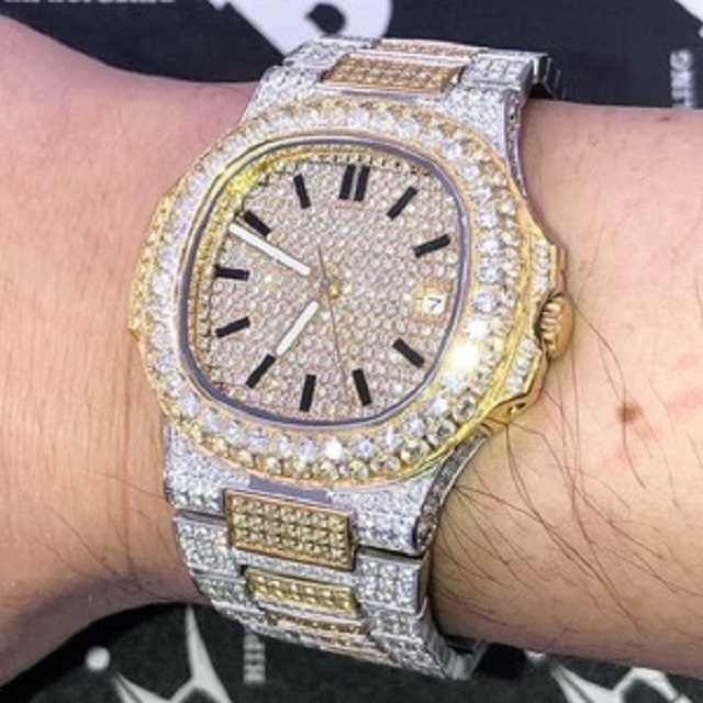 Luxury Women's Mechanical Watches Silver Gold Diamond Iced Finish Waterproof Stainless Steel Band Moissanite Quartz Quartz